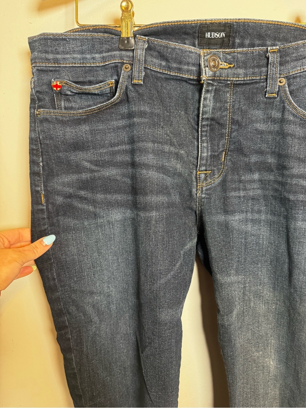 Hudson Krista Ankle Super Skinny with Raw Hem Dark Wash Jeans size 32 - Picture 8 of 10
